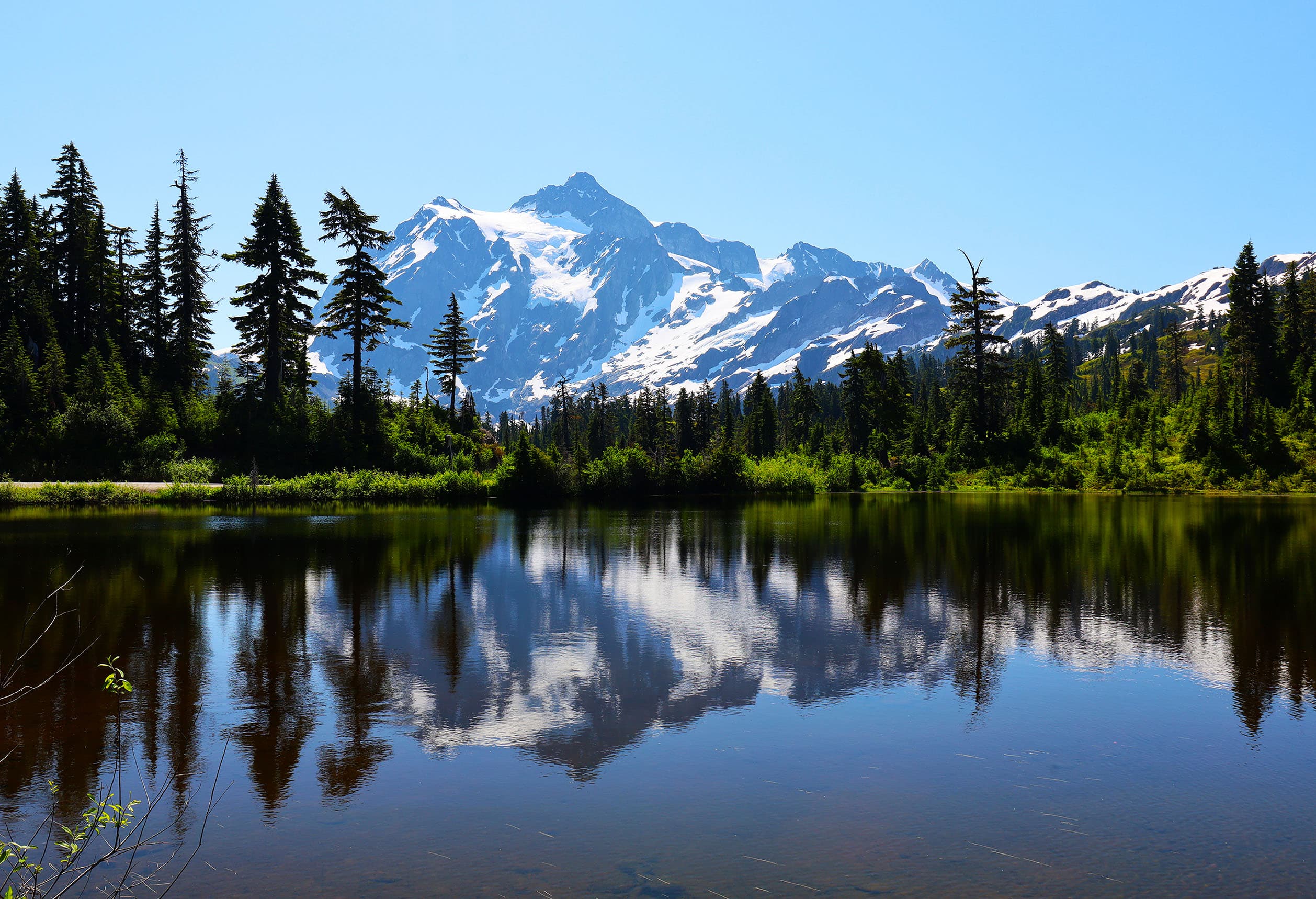 Mount Shuksan viewed from Picture Lake, Mount Baker–Snoqualmie National Forest, Washington state.